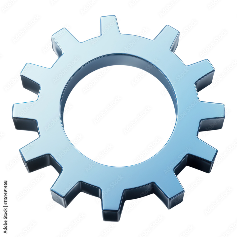 Poster gear icon for settings and customization, transparent background, ideal for user interfaces and appl