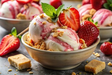 Swirled strawberry cheesecake ice cream, a tempting summer treat.  Pure deliciousness.