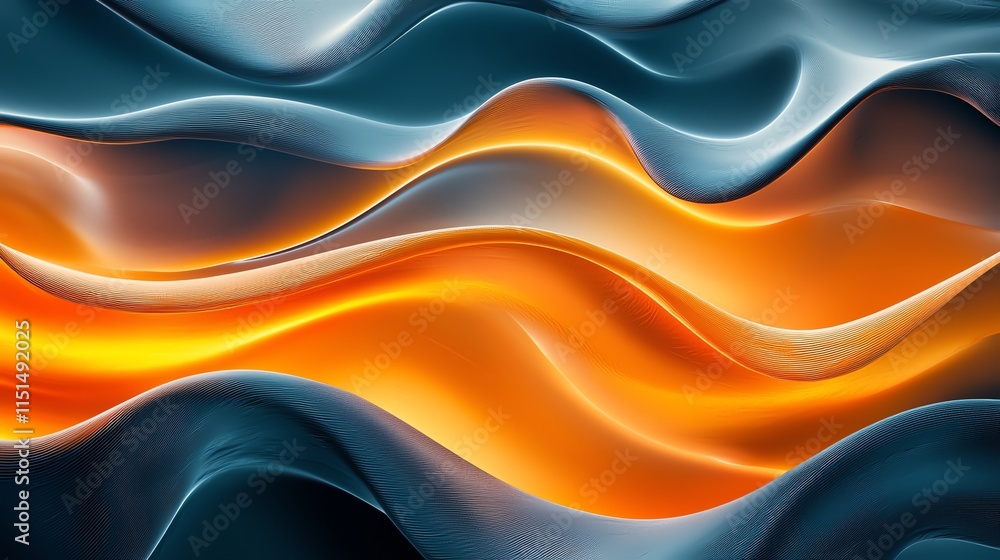 Poster a modern abstract pattern with swirling gradients of orange and yellow, adding vibrancy and motion