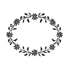 loral wreath silhouette silhouette vector illustration