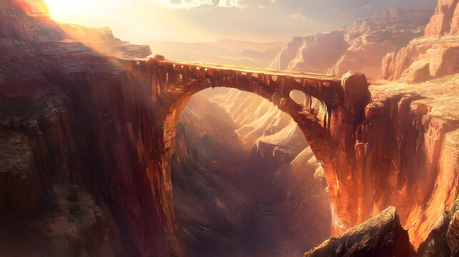 Majestic Canyon Bridge: A Sunrise Landscape
