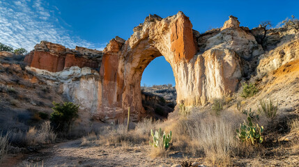 Majestic Desert Arch: A Stunning Natural Bridge in the Canyon