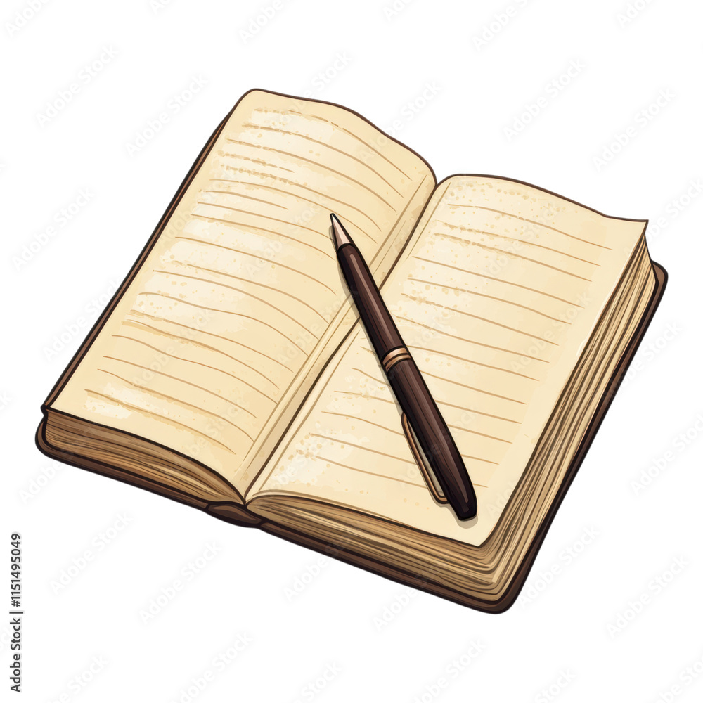 Poster journal icon featuring daily notes, designed with a transparent background for versatile use, ideal 