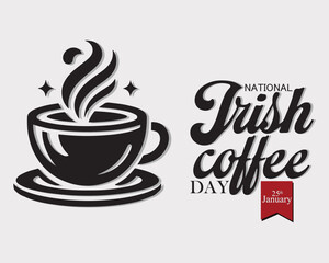 National Irish coffee day banner, poster, card, background design illustration.