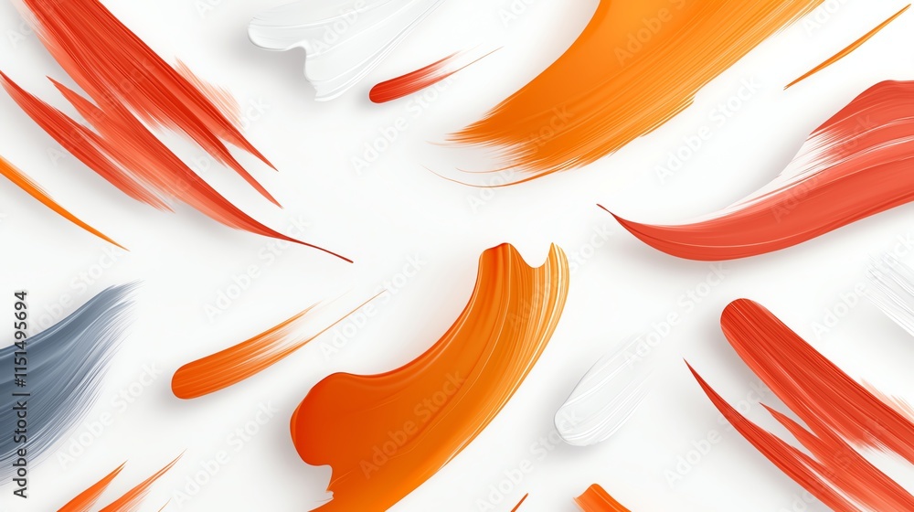 Poster a modern abstract pattern featuring dynamic strokes and gradients of crimson and burnt orange