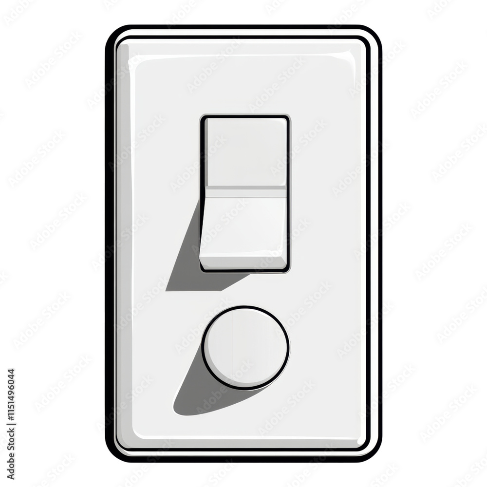 Poster light switch icon in minimalist design, clear lines, transparent background, ideal for user interfac