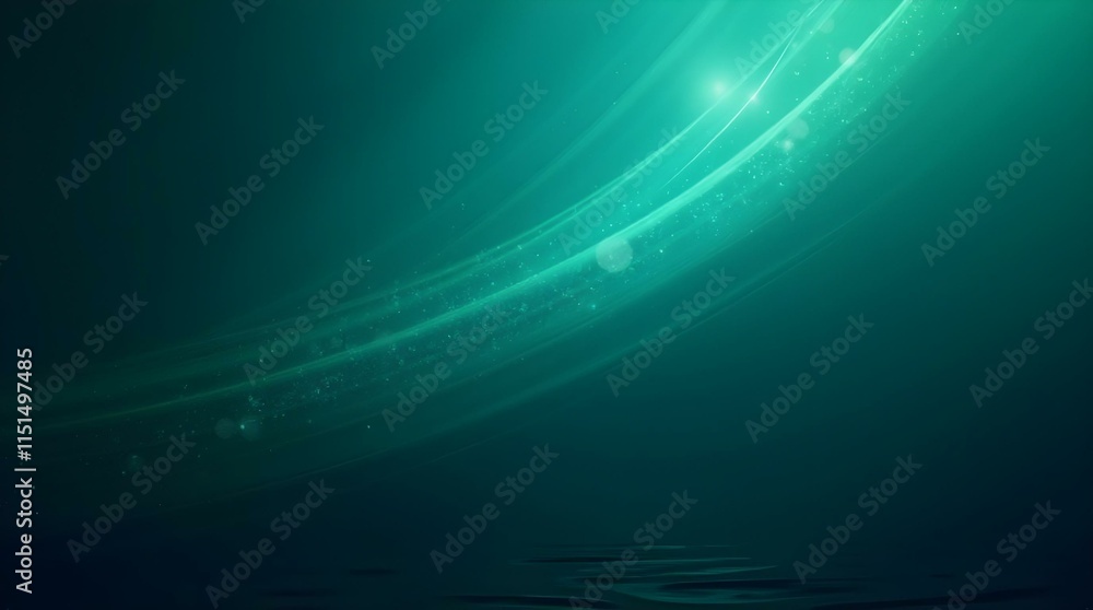 Aufkleber an abstract background with flowing, curved lines of light green and teal against a darker teal or b