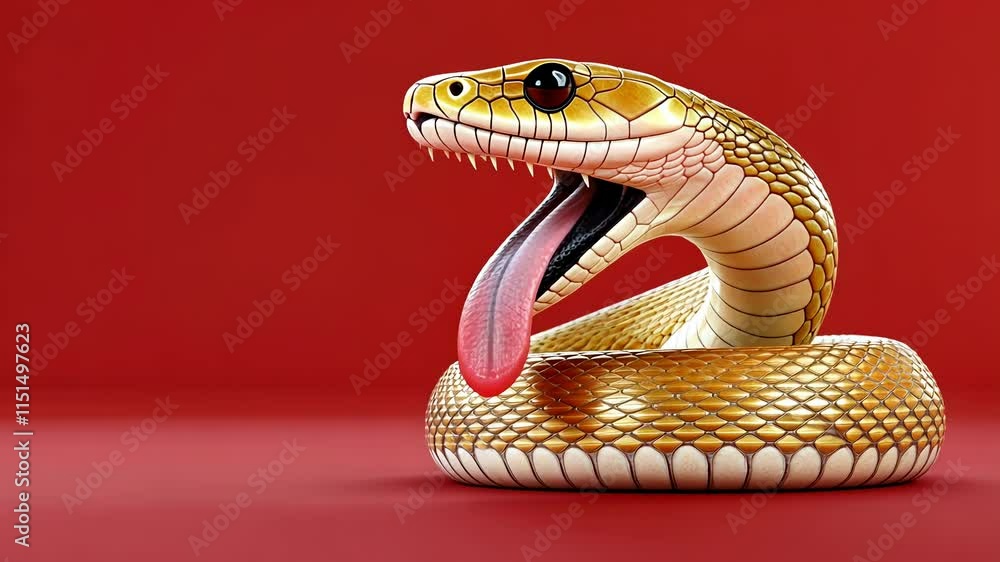 Poster a mesmerizing snake glimmers in a captivating red glow, weaving through a vibrant display of lights 