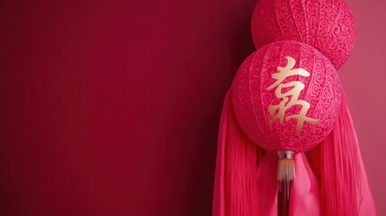 These vibrant pink lanterns feature intricate designs, perfect for festive decorations and celebrations.