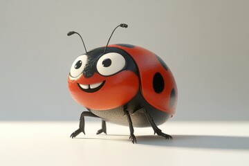 Obraz premium 3d rendering of a ladybug with a smile