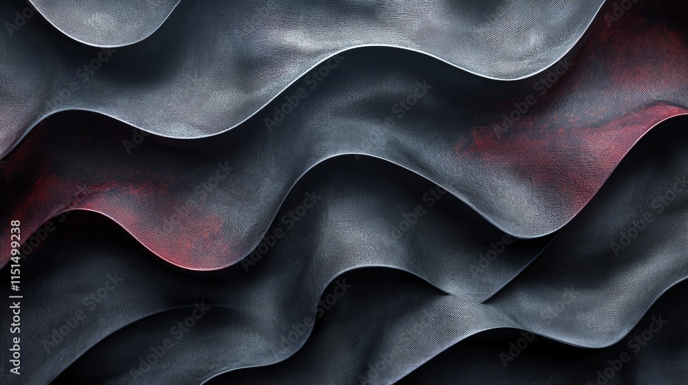 Poster a fabric texture background featuring saturated folds in deep maroon and hints of charcoal gray