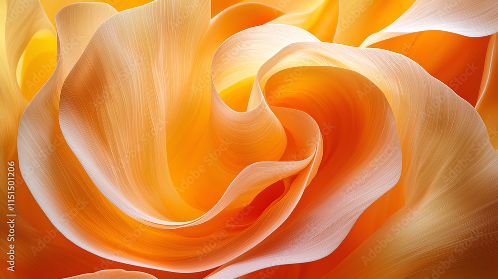 Poster A modern abstract pattern with swirling gradients of orange and yellow, adding vibrancy and motion