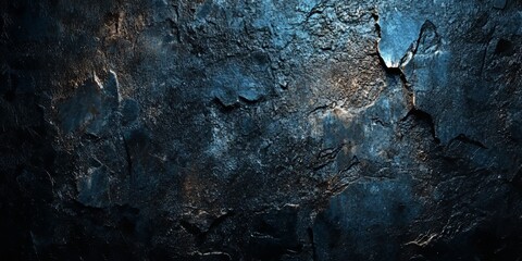 Dark abstract grunge texture representing a concrete or cement wall background. It features a high quality, detailed rough stone texture that highlights a rugged terrain appearance.