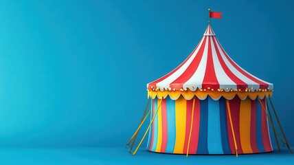 Whimsical circus tent flat design side view Carnival theme cartoon drawing Triadic Color Scheme