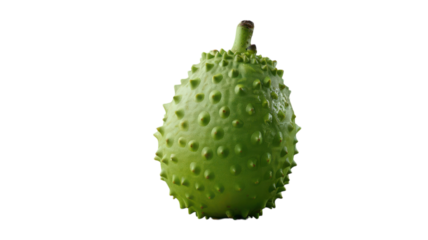 Unique spiky green fruit on a plain background displaying its texture