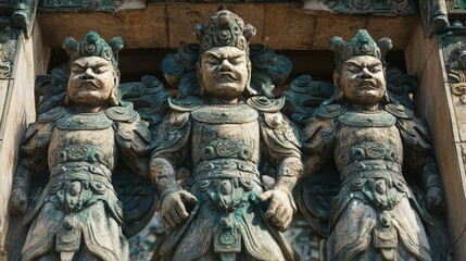 Guardians at the gate provide a striking presence at the entrance, illustrating the historical significance of these gate guardians and their role in protecting the impressive site.