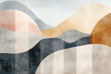 Minimalistic abstract shapes in soft neutral colors. Generative AI