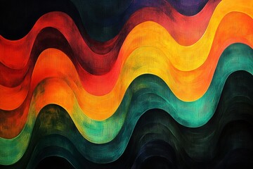Oscillating waveforms in vibrant, rhythmic abstract patterns. Generative AI