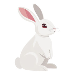 Obraz premium Rabbit icon in flat design, sitting upright, transparent background, perfect for digital applications, playful and engaging style.