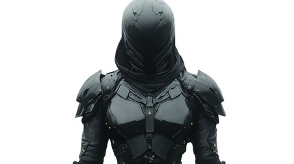 a person in a black armor on white background