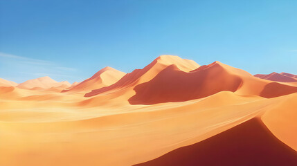 Naklejka premium Majestic Desert Landscape: Golden Sands Under a Clear Sky