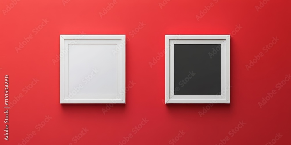 Aufkleber two empty polaroid photo frames in a combination of red and white colors are presented. the red and 