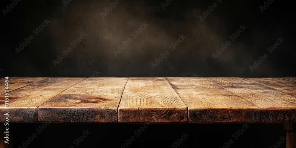 Poster vacant wooden tabletop designed for showcasing products and presentations. perfect for displaying va