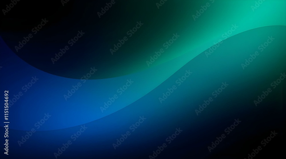 Fototapete An abstract background with flowing, curved lines of light green and teal against a darker teal or blue backdrop, creating a sense of movement and depth