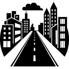 City street silhouette on white background