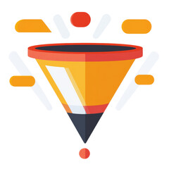 Sales Funnel Icon, flat design, PNG format, transparent background, ideal for marketing materials and digital presentations