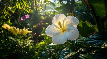 Obraz premium Blooming flower in a serene garden setting, showcasing the beauty of flower blossoms among lush greenery, creating a tranquil connection with nature. Experience the charm of flower blossoms in nature.