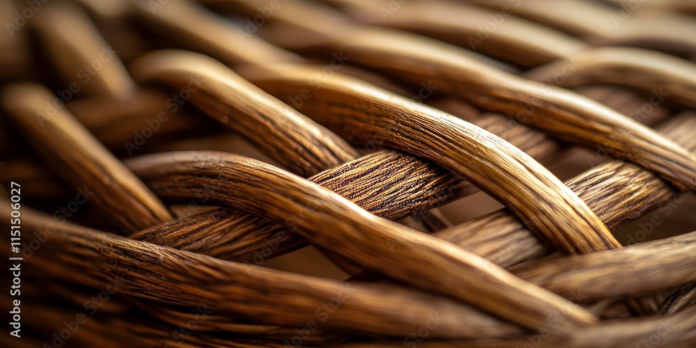 Poster wicker basket showcased in a close up macro view, highlighting the intricate details and texture of 