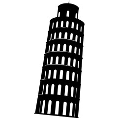 Leaning tower of Pisa silhouette flat design