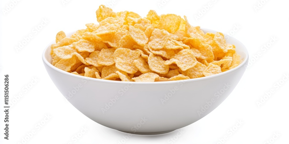 Poster bowl of cornflakes against a white background. this image features cornflakes and includes clipping 
