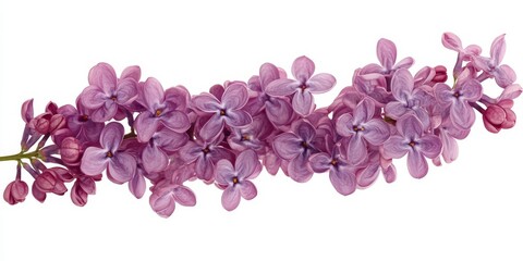 Isolated flower lilac displayed on a white background, capturing the essence of summer. This flower lilac brings a vibrant touch to any seasonal collection or floral themed project.