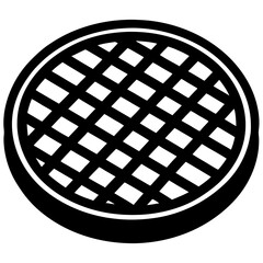 Sewer grate silhouette on white background