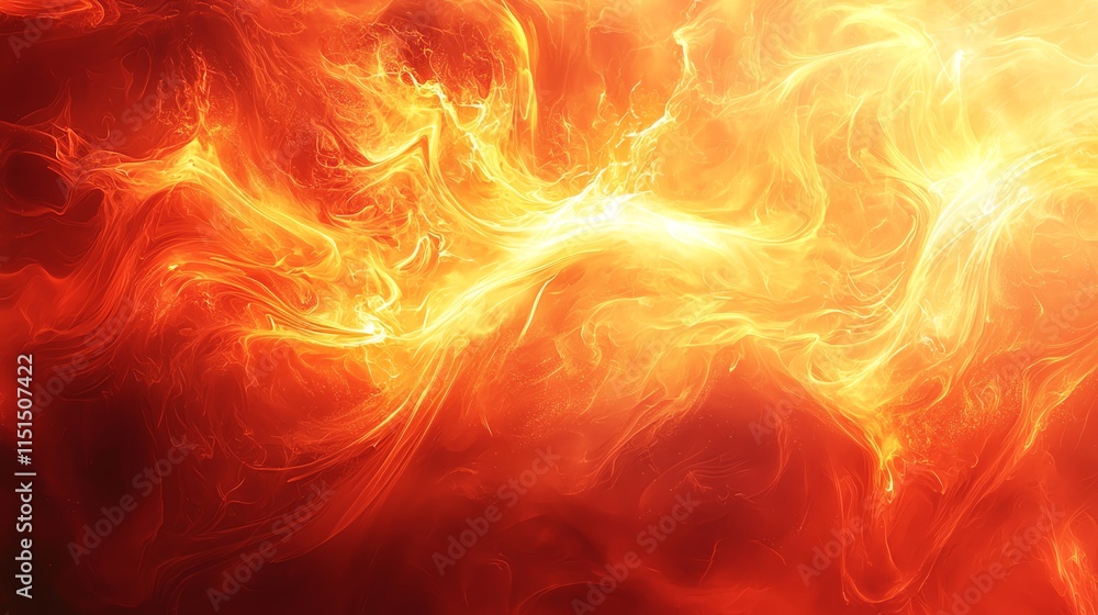 Poster a dynamic abstract texture with swirling gradients of fiery red and bright yellow