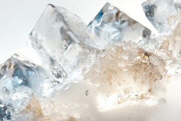 close up of ice cubes and crushed ice