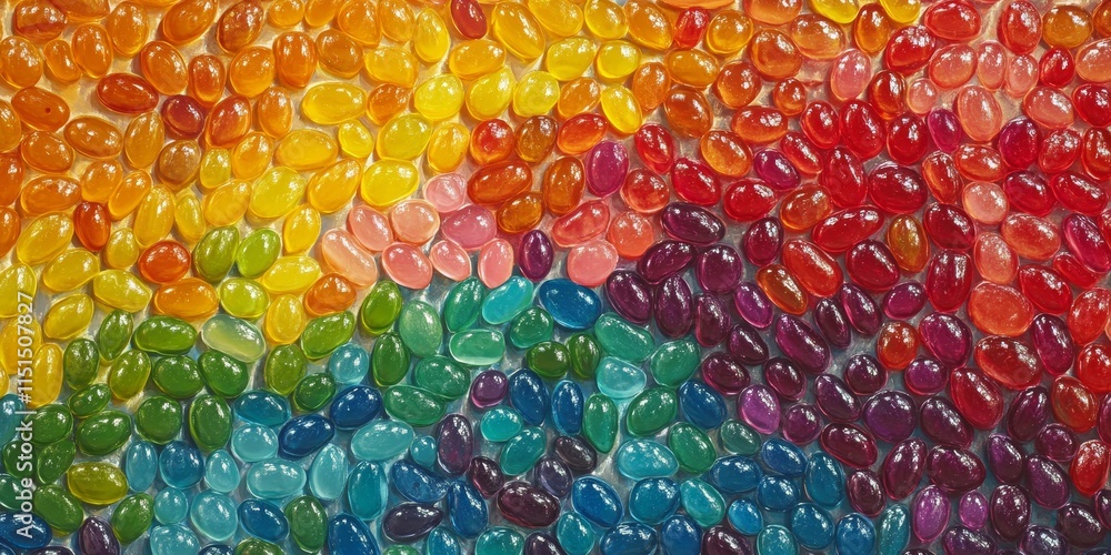 Poster vibrant jelly beans in varied sizes create a delightful display against a backdrop, showcasing the c