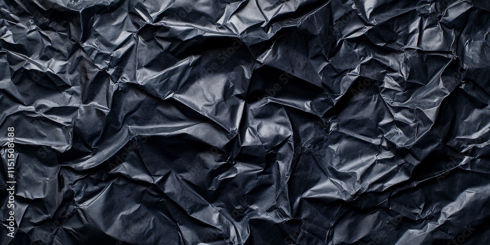 Poster image depicting crumpled textured plastic, showcasing the unique patterns and depth of crumpled text