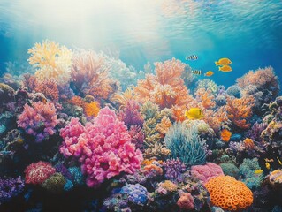 Obraz premium colorful coral reef with many fishes