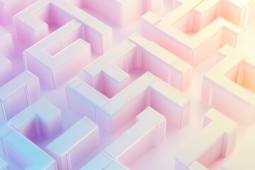 Fototapeta premium Creative 3D Mind Maze in Soft Pastel Colors for Artistic Design and Inspiration