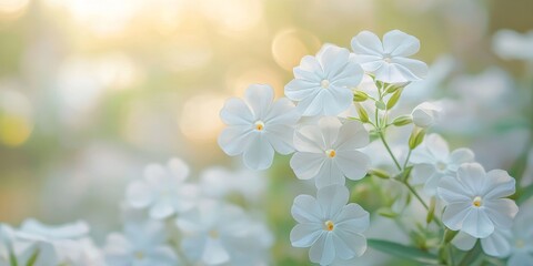 Selective focus captures the beauty of white garden phlox flowers amidst a softly blurred background, highlighting the delicate details of garden phlox in a serene setting.