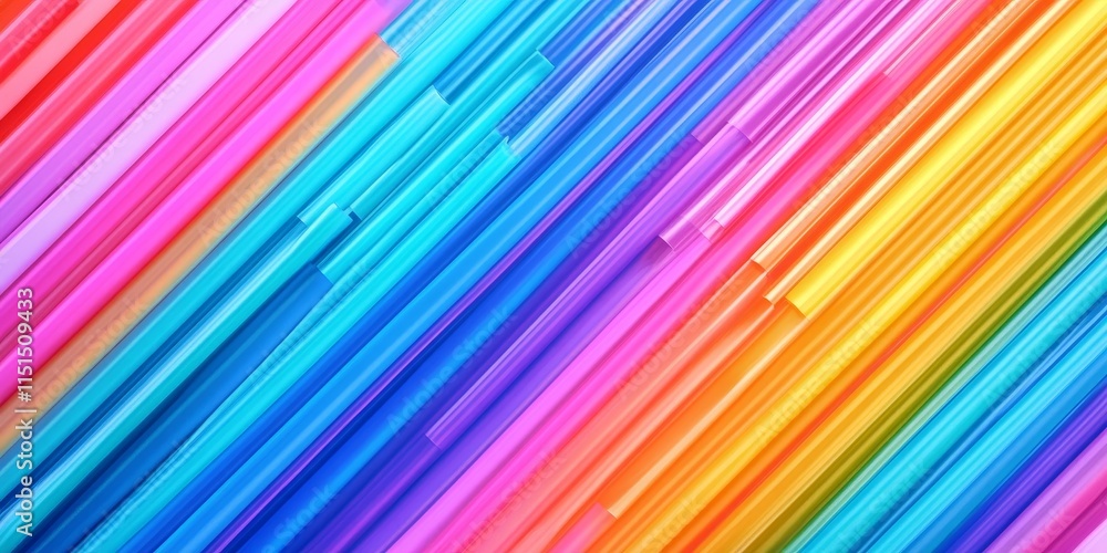 Poster vibrant and colorful drinking straws create an eye catching background, showcasing an array of color