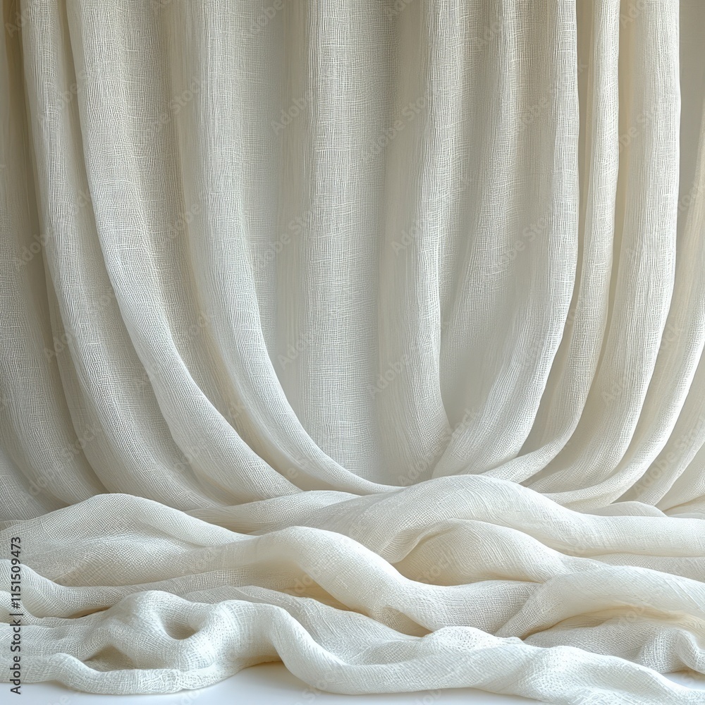 Poster flowing ivory sheer curtains drape elegantly creating a soft and tranquil atmosphere. the delicate f