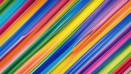 Diagonal Rainbow Colored Stripes Abstract Art