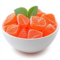 Delicious orange candy gummies shaped like fruit slices, perfect for a sweet treat.