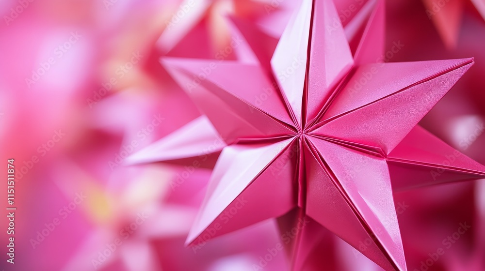 Poster shiny pink paper is used to create a beautiful star, showcasing the vibrant color and unique texture