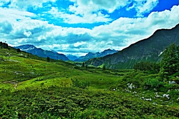 Austrian Alps - view of the Alps near the town of Lech in the Lechtal Alps