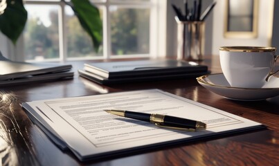 Elegant Workspace with Document Focus